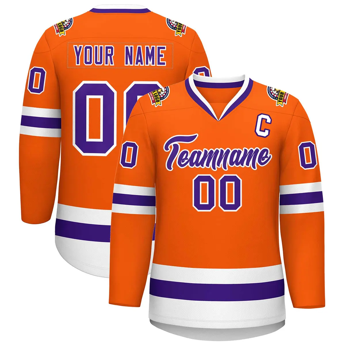 Orange Purple-White Classic Hockey Jersey