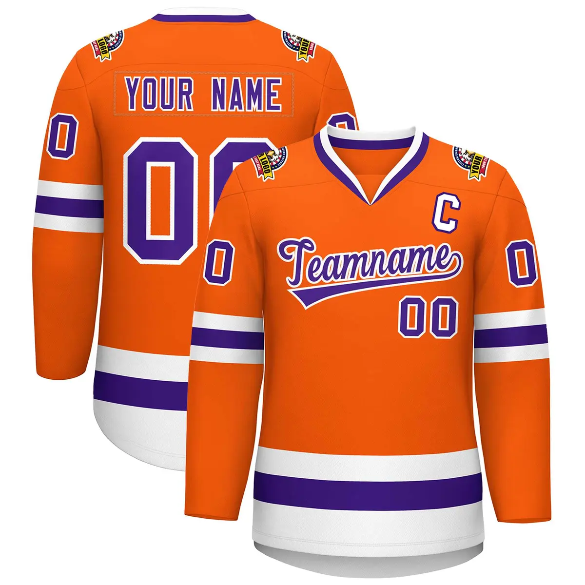 Orange Purple-White Classic Hockey Jersey