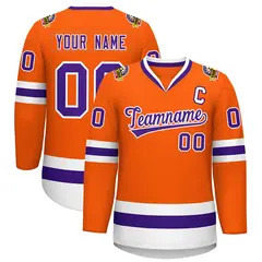Orange Purple-White Classic Hockey Jersey 1