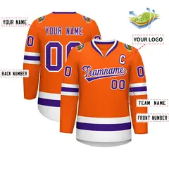 Orange Purple-White Classic Hockey Jersey 2