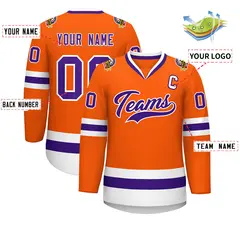 Orange Purple-White Classic Hockey Jersey 2