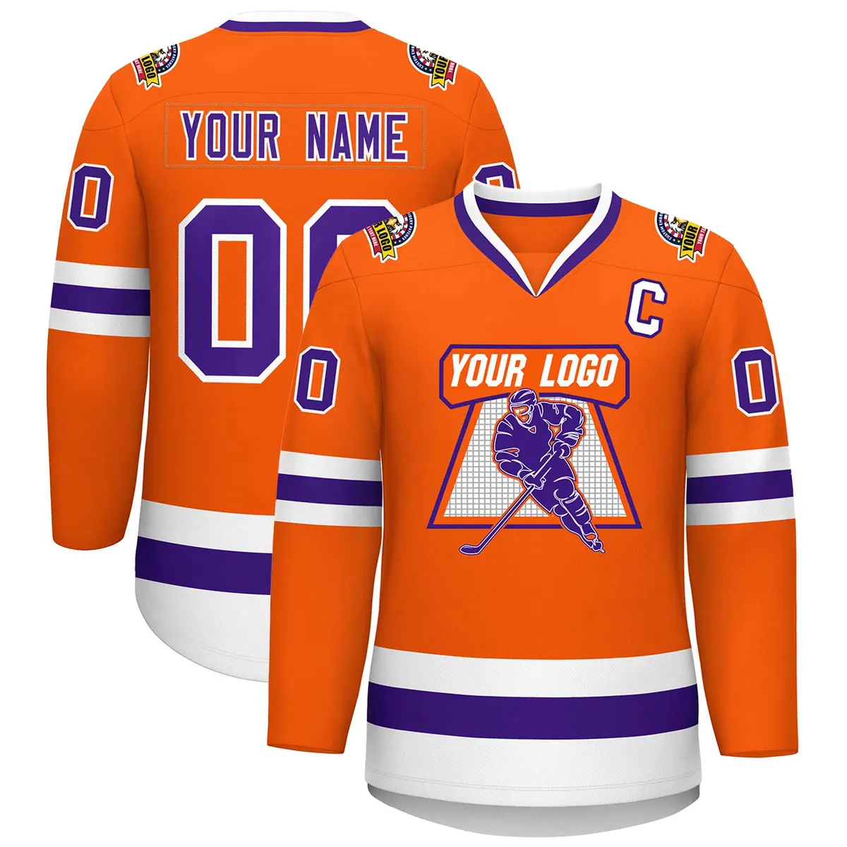 Orange Purple-White Classic Hockey Jersey