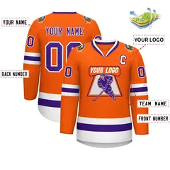 Orange Purple-White Classic Hockey Jersey 2