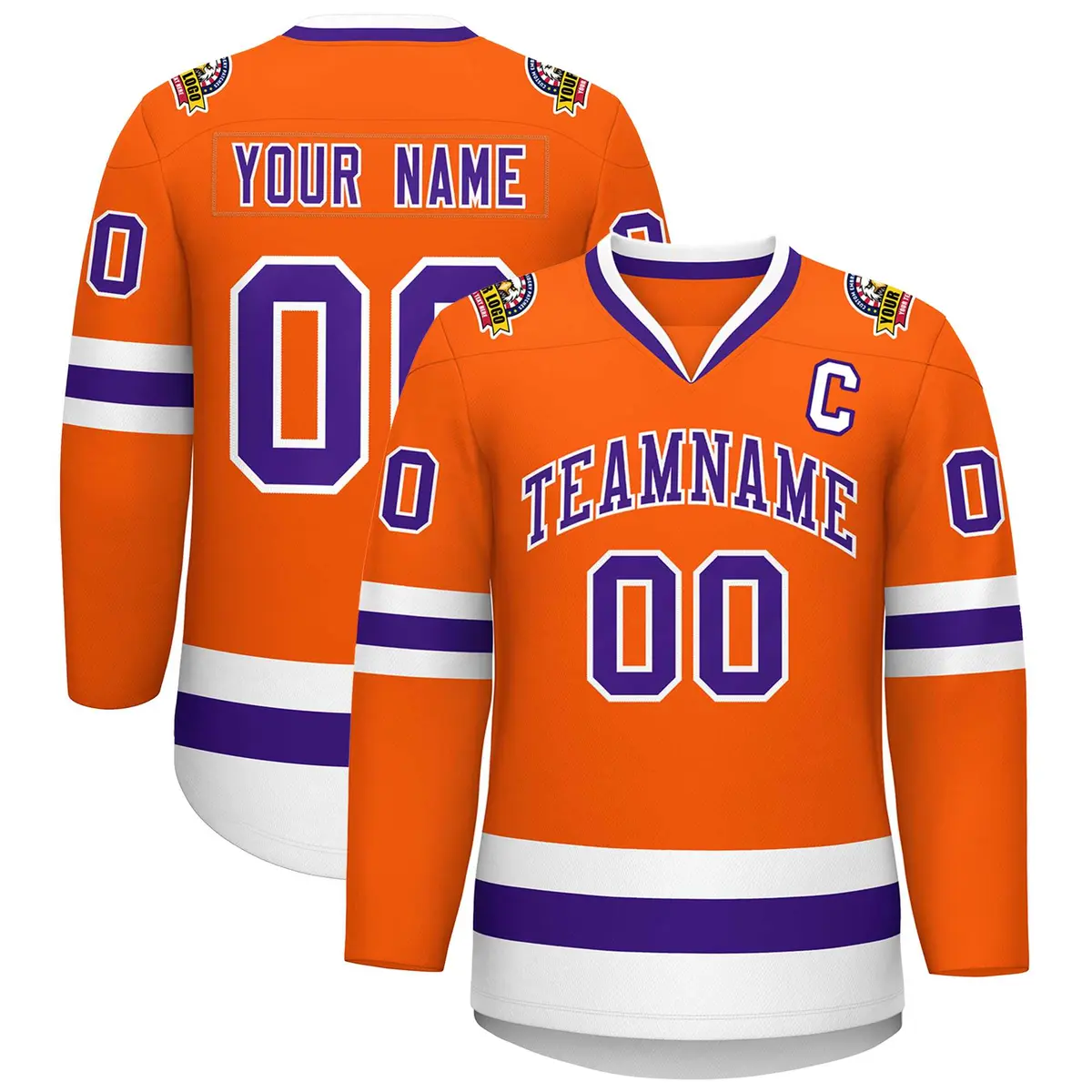 Orange Purple-White Classic Hockey Jersey