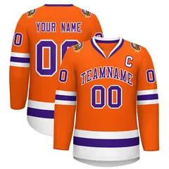 Orange Purple-White Classic Hockey Jersey 1