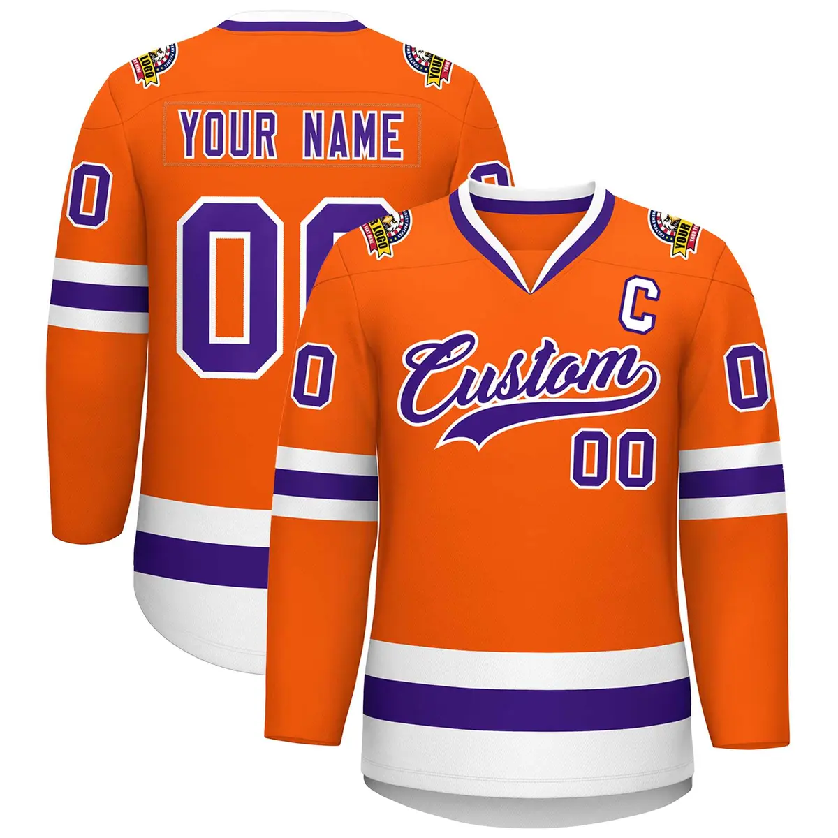 Orange Purple-White Classic Hockey Jersey