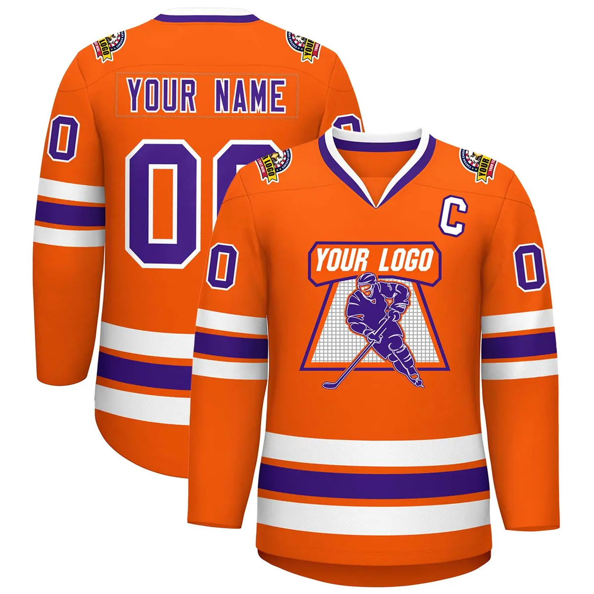 Orange Purple-White Classic Hockey Jersey