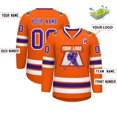 Orange Purple-White Classic Hockey Jersey 2