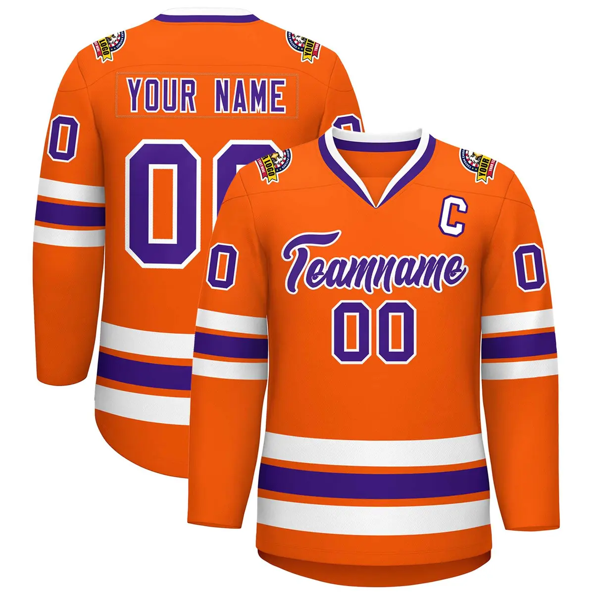 Orange Purple-White Classic Hockey Jersey