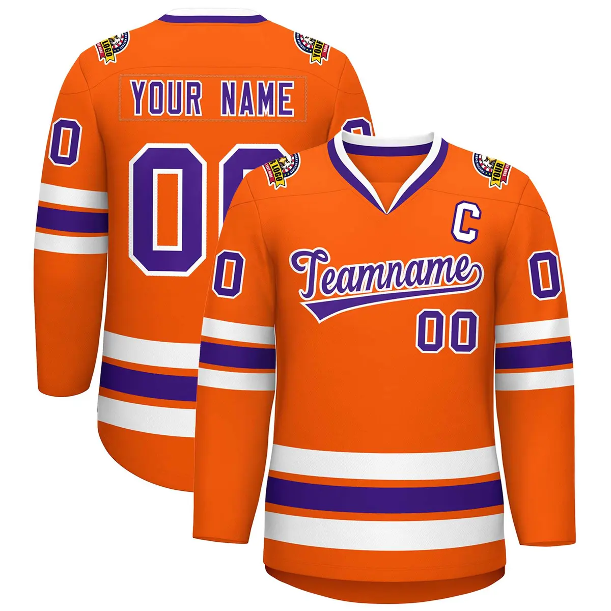 Orange Purple-White Classic Hockey Jersey
