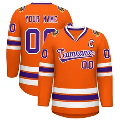 Orange Purple-White Classic Hockey Jersey 1