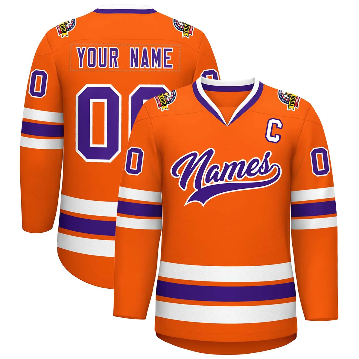 Orange Purple-White Classic Hockey Jersey