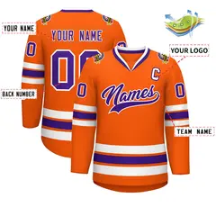 Orange Purple-White Classic Hockey Jersey 2