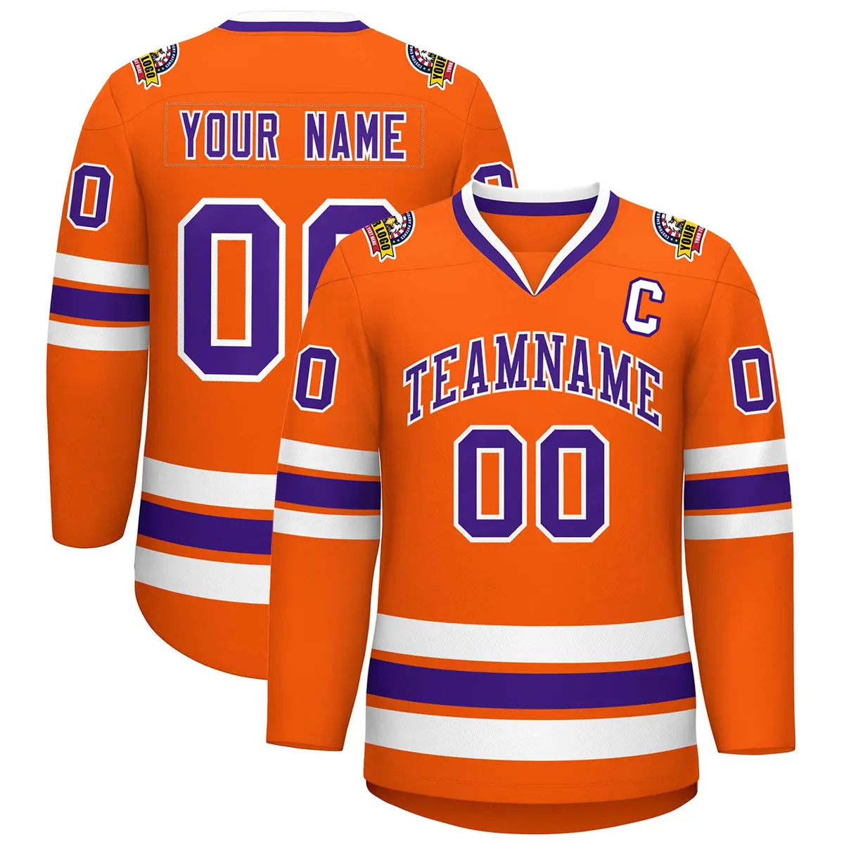 Orange Purple-White Classic Hockey Jersey