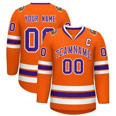 Orange Purple-White Classic Hockey Jersey 1