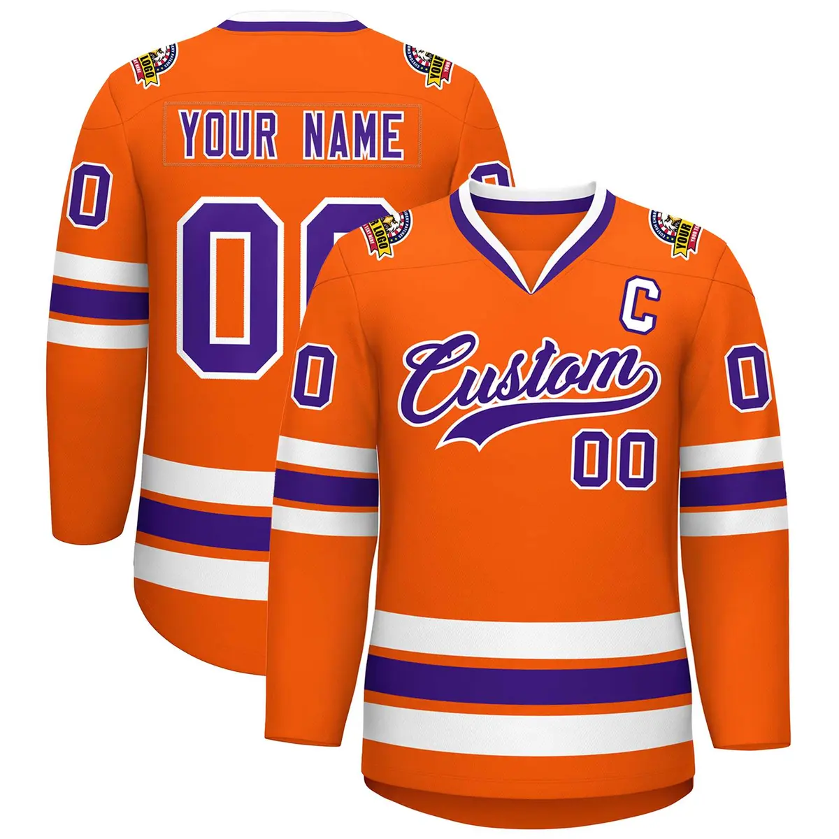 Orange Purple-White Classic Hockey Jersey