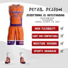 Orange Purple-White Graffiti Lightning Basketball Jersey 2