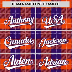 Orange Purple-White Plaid Varsity Letterman Baseball Jacket 3