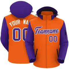 Orange Purple-White Raglan Sleeves Waterproof Jacket