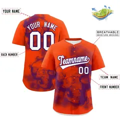 Orange Purple White Skeleton Graffiti Baseball Jersey 2