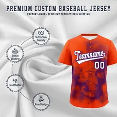 Orange Purple White Skeleton Graffiti Baseball Jersey 4