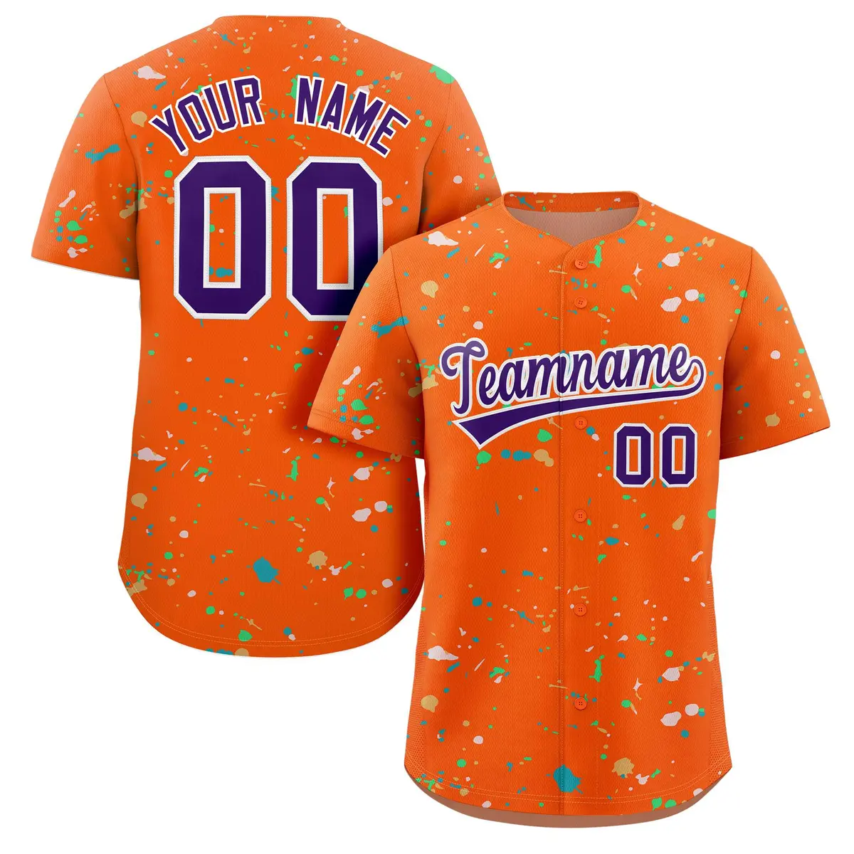 Orange Purple-White Splash Graffiti Baseball Jersey