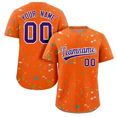 Orange Purple-White Splash Graffiti Baseball Jersey