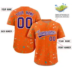 Orange Purple-White Splash Graffiti Baseball Jersey 2