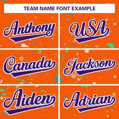 Orange Purple-White Splash Graffiti Baseball Jersey 3