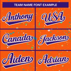 Orange Purple-White Splash Graffiti Varsity Full-Zip Letterman Jacket 5