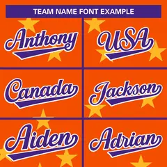 Orange Purple-White Star Graffiti Varsity Full-Snap Bomber Jacket 5