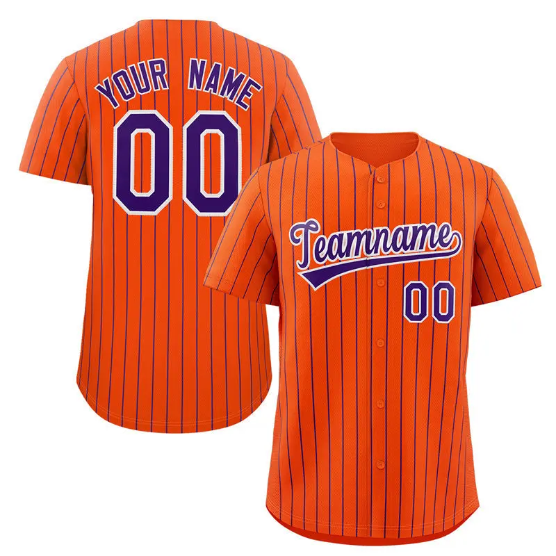 Orange Purple-White Stripe Fashion Baseball Jersey