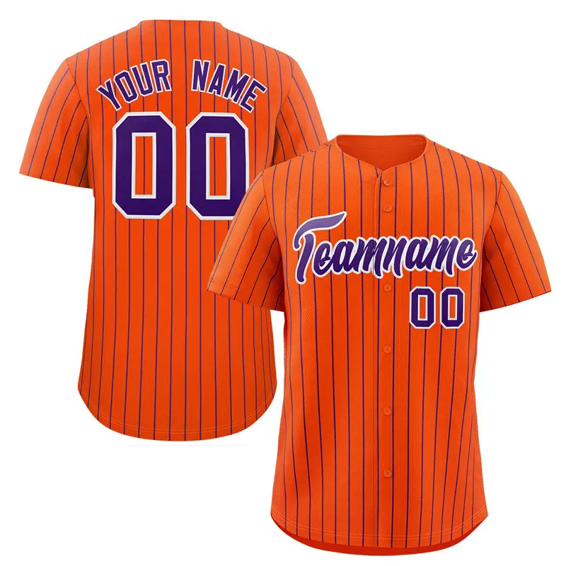 Orange Purple-White Stripe Fashion Baseball Jersey