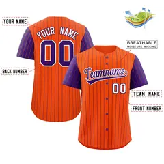 Orange Purple-White Stripe Raglan Sleeves Baseball Jersey 2