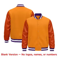 Orange Purple White Varsity Jacket with Leather Sleeves Wrinkle-Resistant 6