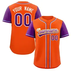 Orange Purple-Yellow Raglan Sleeves Baseball Jersey