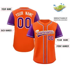 Orange Purple-Yellow Raglan Sleeves Baseball Jersey 2