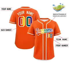 Orange Rainbow Pride Month Baseball Jersey 2