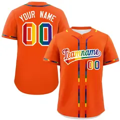 Orange Rainbow Pride Month Baseball Jersey 1