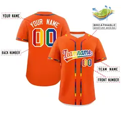 Orange Rainbow Pride Month Baseball Jersey 2