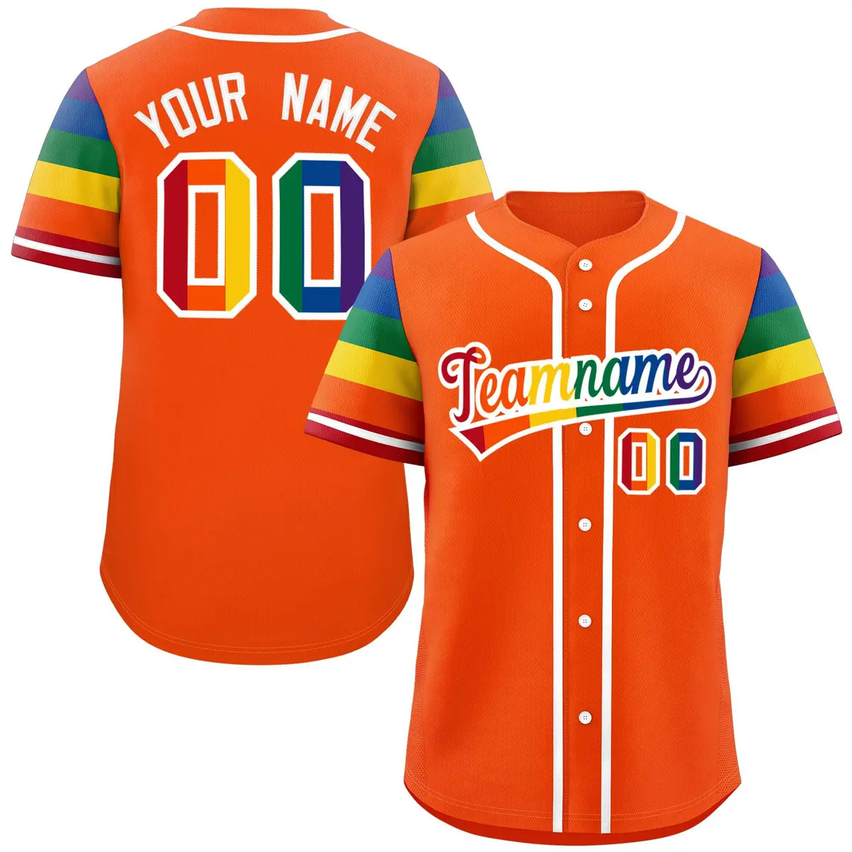 Orange Rainbow Pride Month Raglan Baseball Jersey
