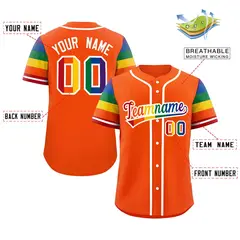 Orange Rainbow Pride Month Raglan Baseball Jersey 2