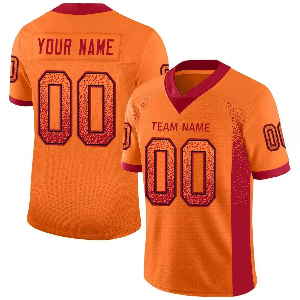 Orange Red-Black Drift Fashion Mesh Football Jersey