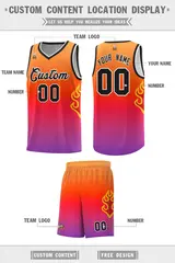 Orange Red-Black Flame Gradient Basketball Jersey 2