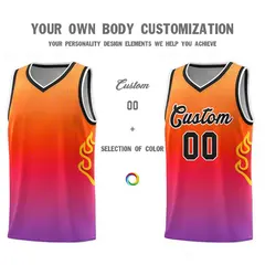 Orange Red-Black Flame Gradient Basketball Jersey 3