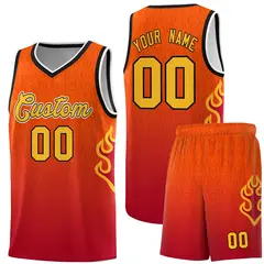 Orange Red-Gold Flame Gradient Basketball Jersey