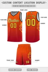 Orange Red-Gold Flame Gradient Basketball Jersey 2