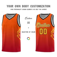Orange Red-Gold Flame Gradient Basketball Jersey 3