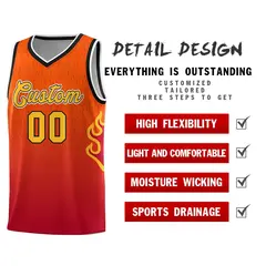 Orange Red-Gold Flame Gradient Basketball Jersey 5