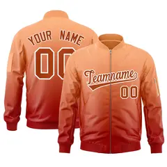 Orange Red Gradient Fashion Varsity Letterman Bomber Jacket